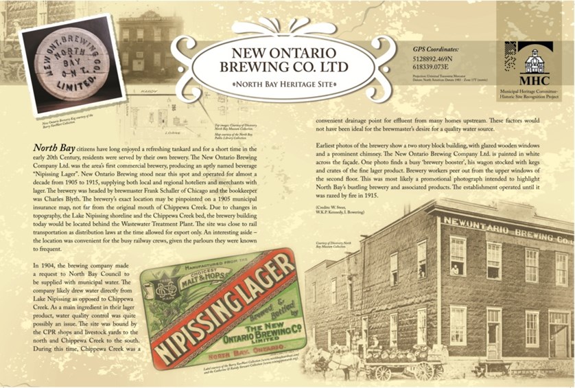 Photo of New Ontario Brewing Co. Ltd Heritage Site Plaque