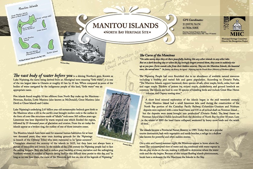 Photo of Manitou Islands Heritage Site Plaque