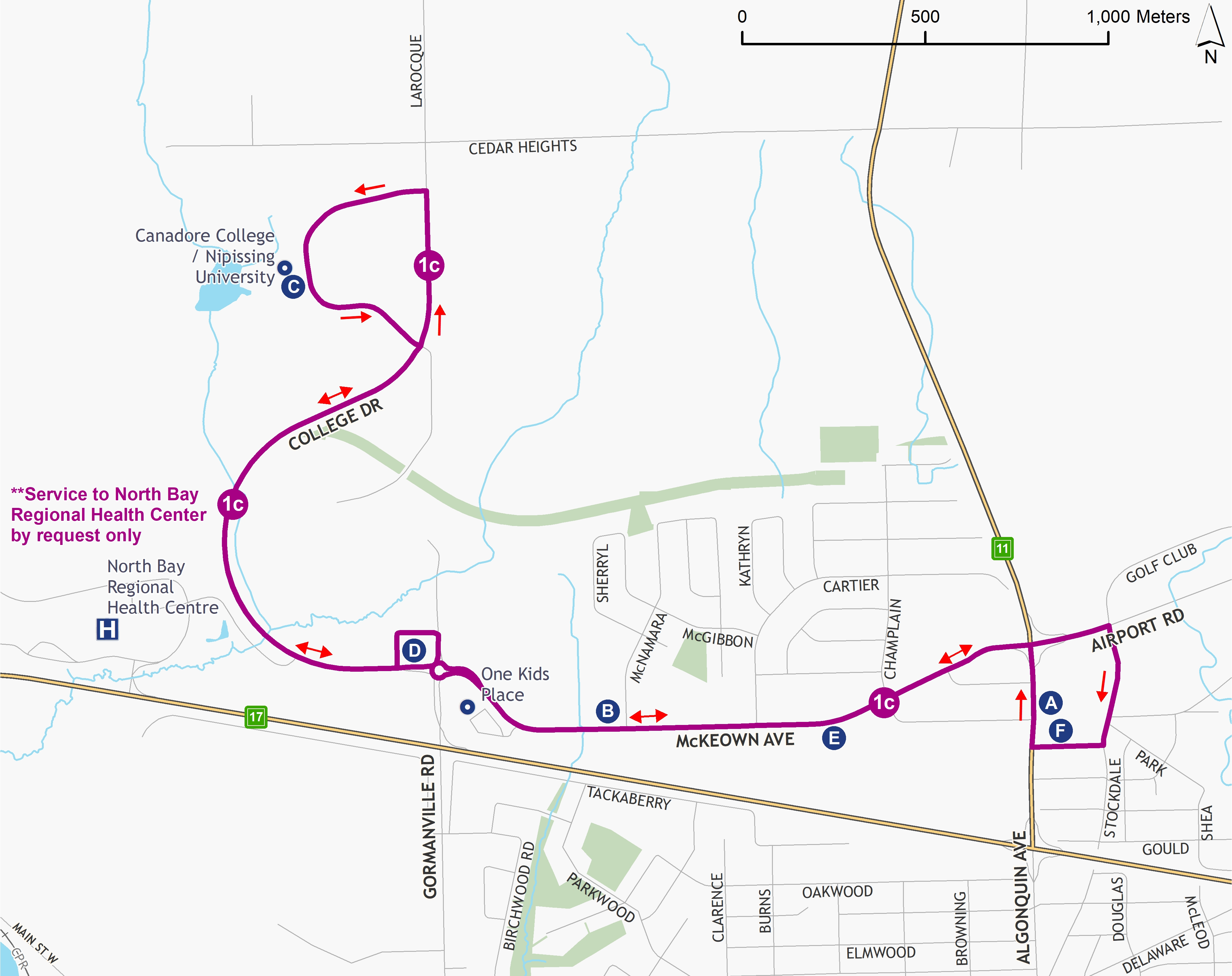 1c Bus Route Map 1C Mckeown Corridor | City Of North Bay