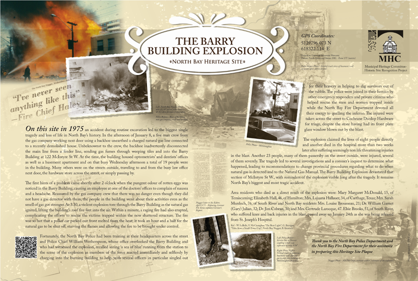 Photo of Barry Building Explosion Heritage Site Plaque