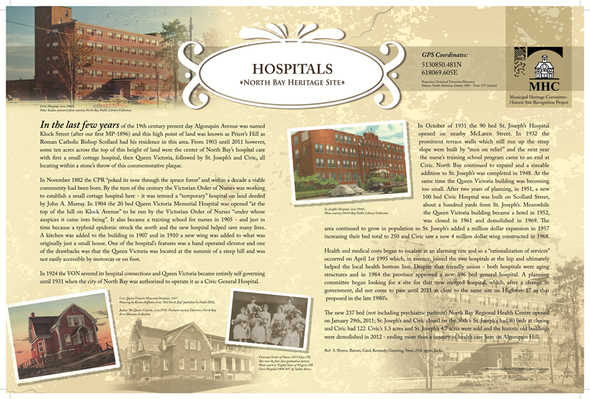 Photo of North Bay Hospitals Heritage Site Plaque